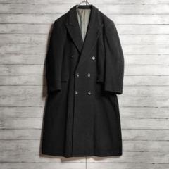 80s 英国製 HAMMERSLEY カシミヤ混メルトン チェスターコート黒XL
