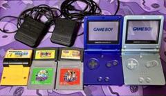 【ジャンク品】ゲームボーイアドバンスSP ブルー&水色セット【充電器カセット付】