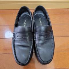 【タイムセール中】COACH 黒　デッキシューズ レザーデッキシューズ - ブラック | ZARA Japan / 日本