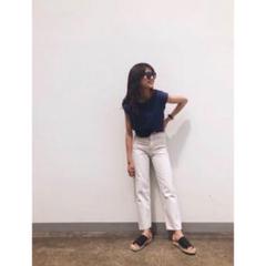 【MOUSSY】 JW WHT TAPERE デニムパンツ ホワイト (23)