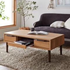 日本製 引出し スライド棚付き リビングテーブル センターテーブル 105cm