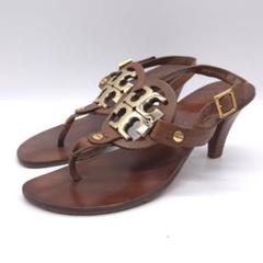 TORY BURCH レザー サンダル 5M 約 22cm ブラウン 本革