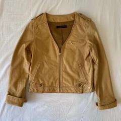 paljon rum ノーカラー レザージャケット 豚革 キャメル