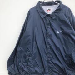 90s USA製 NIKE ビンテージ コーチジャケット 無地 ネイビー ナイキ
