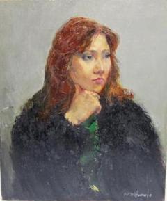 通販サイト一覧 y0404-23 真作保証 松本昇 恵子の像 光風会 額装 油絵 65×57.5 絵画