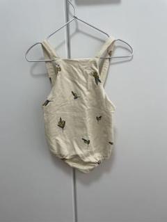 オリーブ柄サロペット　クリーム色
