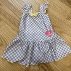 女の子用ワンピース水着 110cm 水色チェック