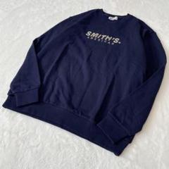 訳あり【M】スミスアメリカン♦長袖トレーナー　刺繍ロゴ　綿100%　ネイビー