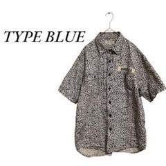 タイプブルー 花柄 総柄 ポロシャツ 半袖 XL ゆったり 綿100% 大きめ