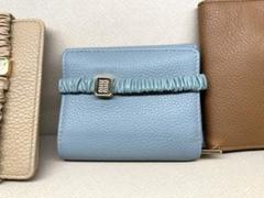 新品★ミュウミュウ★水色★財布 ミニ ウォレット★レザーバンド付★ 5MH051