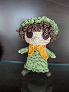 スナフキンのアミグルミ人形 花の飾り付き
