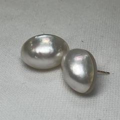 本真珠　パールピアス　南洋真珠　半径オーバル　11mm〜 K18YG