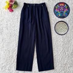 レオナール スポーツ ☆ タック ワイドパンツ 70 日本製 ネイビー