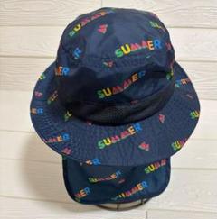 子供用帽子　ネイビー スイカプリント SUMMER ハット　52cm フラップ