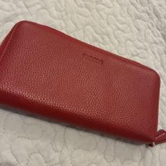 レザー レッド 長財布 カードスロット付き