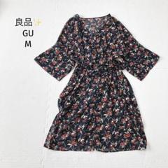 ジーユー GU シフォンカーディガン【M】花柄 透け感 膝下丈 良品✨