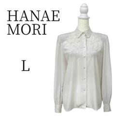 希少お品HANAEMORI 森英恵フリル付きブラウス38 Mサイズ半袖　日本製 希少お品HANAEMORI 森英恵フリル付きブラウス38 Mサイズ半袖