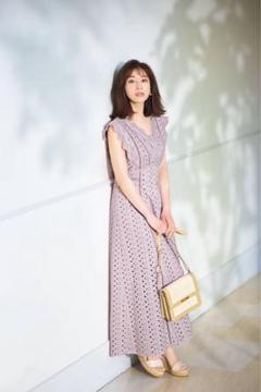 Noela ノエラ　コットンレースマキシワンピース　ラベンダー 田中みなみさん着用】Noela コットンレースマキシワンピース