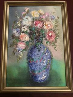 古川明雄 絵画 花 額縁 野の花 インテリア 室内装飾 アンティーク 美術品格安 古川明雄 油絵 「野の花」肉筆