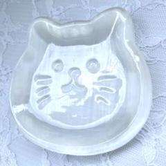 セレナイトのお皿 猫ちゃん 天然石 浄化 プレート インテリア 置物