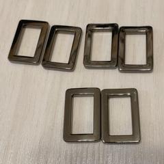 長方形リングバックル 金属 バッグ ベルト DIY用 ブラック 6個
