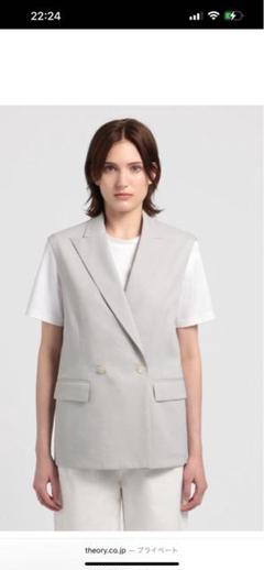 極美品 Theory luxe 23AW テーラードカラーミドル丈ジレ Theory23SSジレ（ブラック）