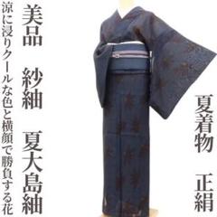 紗紬 夏着物正絹 トールサイズ 証紙付き“静かに巻き起こる夏嵐☆”絹芭蕉W-82 新品 夏着物 正絹 証紙付“不変を紡いで名を残す今甦る赤城の伝統