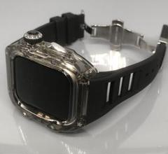 銀2クリア★アップルウォッチ　ラバーベルト カバー　Apple Watchバンド