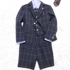 極美品9点セット120cmフォーマルスーツ 紺チェック柄 ワンダーファクトリー