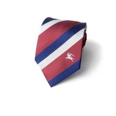 1061 Burberryバーバリー　イギリス製　ネクタイ　ストライプ　赤