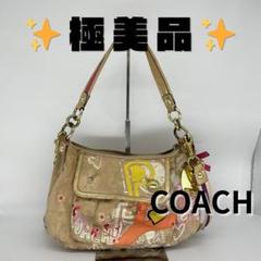 ✨良品✨　COACH　コーチ　ポピー ショルダーバッグ　シグネチャー　キャンバス ✨良品✨ COACH コーチ ポピー ショルダーバッグ シグネチャー