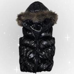 00s gap ファー ダウンベスト 平成 ギャル ブラック 超絶レア 平成ギャルブランド Y2K古着 ファートリムフード付