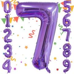 数字 バルーン 約100cm 7 パープル 誕生日 風船 飾り お祝い