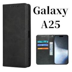 Galaxy A25 5G レザー スリム 手帳型 ケース カバー ブラック