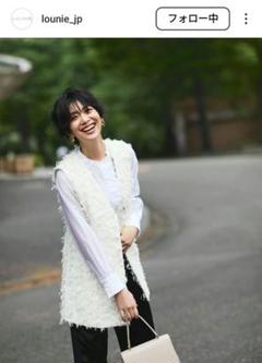 LOUNIE ルーニィ ダブルブレストジレ ベージュ Lサイズ✨新品未使用品✨ ダンボールニットジレ/セットアップ可｜LOUNIE（ルーニィ）公式