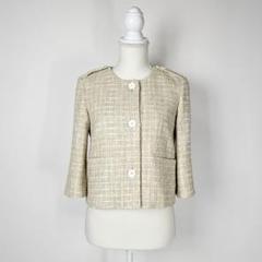 春新作の ツイード 新品】フォクシー ジャケット ベージュ ショート丈 ジャケット・アウター