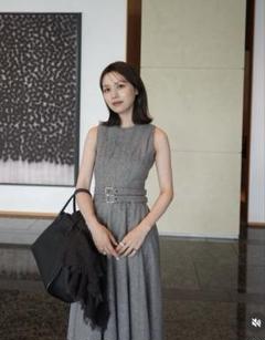 ワンピース laubeblanc Double-belted Melange Dress Double-belted Melange Dress / Light Gray @laubeblanc
