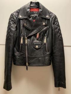 ディースクエアード2 ファー付き ダブルライダースジャケット レザージャケット Dsquared2 ディースクエアード ジップ レザージャケット - FARFETCH