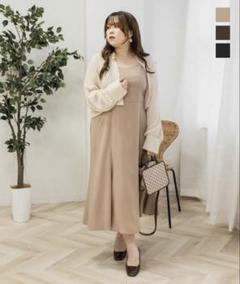 クレット　CLETTE ベージュ シフォン キャミワンピース 3L