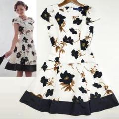 美品✨【エムズグレイシー】シフォンフラワープリントワンピース