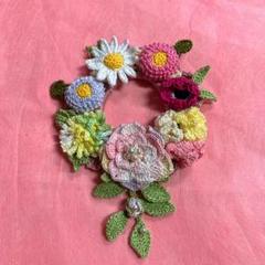 可愛いレースのお花リース