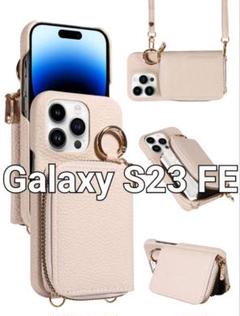Galaxys23feケース　ベージュ　カードケース ストラップ　ショルダー