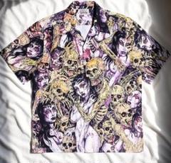 希少】ワコマリア × FUCK THIS LIFE スカル総柄 アロハシャツ M 希少】ワコマリア × FUCK THIS LIFE スカル総柄 アロハシャツ M