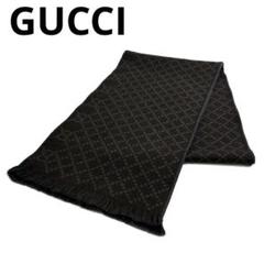 【美品】グッチ マフラー ディアマンテ柄 ウール/シルク 茶色/グレー 4Q2のサムネイル