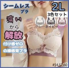 2L XL LL 3色セット ノンワイヤー ブラ 下着 肌着 ナイトブラ 産後