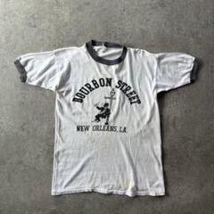 70s80s ヴィンテージリンガーtシャツ USA製 白×黒　L相当 スーベニア