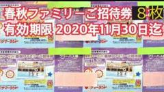 東京サマーランド 春秋ファミリーご招待券8枚セット
