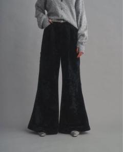seyto ジャガードグレッシーフレアパンツ ブラック 0 seyto（セイト）の「Jacquard glossy wide flare pants