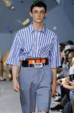 2018ss MARTINE ROSE マーティンローズ ストライプシャツ Martine Rose ストライプ シャツ | ブルー | FARFETCH JP