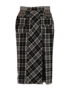 アンドマリー　ANDMARY　ロングスカート　チェック　ブラウン　S　ベージュ ANDMARY】Coco check pleats skirt